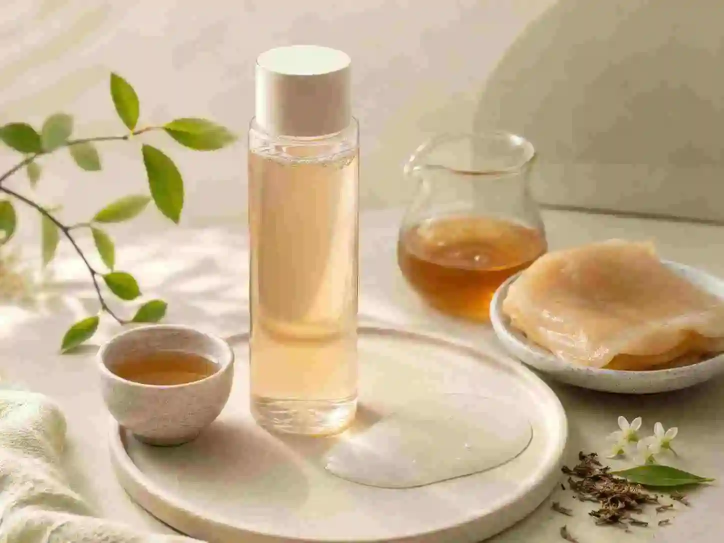 Kombucha essence skincare ingredient used in hydrating glow-focused routines